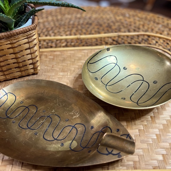 Vintage Sarna Brass Trinket Bowls / Ashtrays
